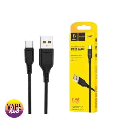 Дата кабель - DENMEN D01T 2.4 A Type C Black - купити