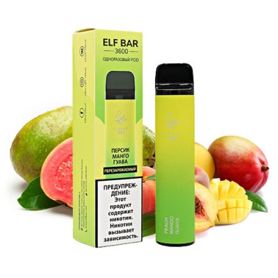 Одноразовая Pod Система Elf Bar 3600 Peach Mango Guava на 3600 затяжок - купити