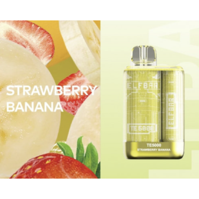 Одноразовая Pod Система Elf Bar Te5000 Strawberry Banana на 5000 затяжок - купити