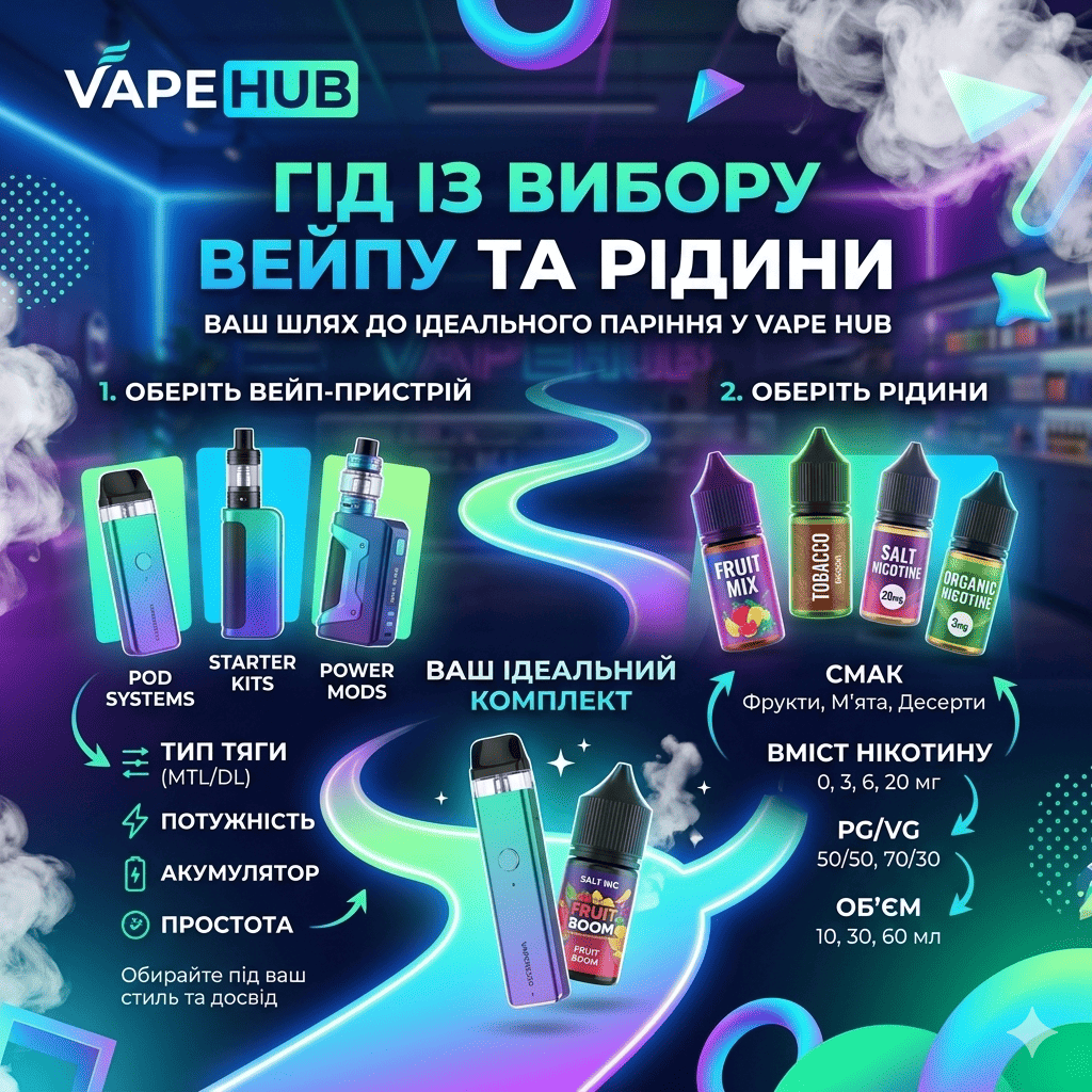 Гід із вибору вейпу та рідини у Vape Hub